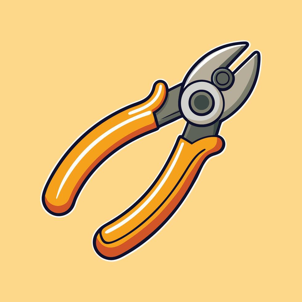 Simple Cartoon Pliers Illustration Carpentry Tools Icon vector