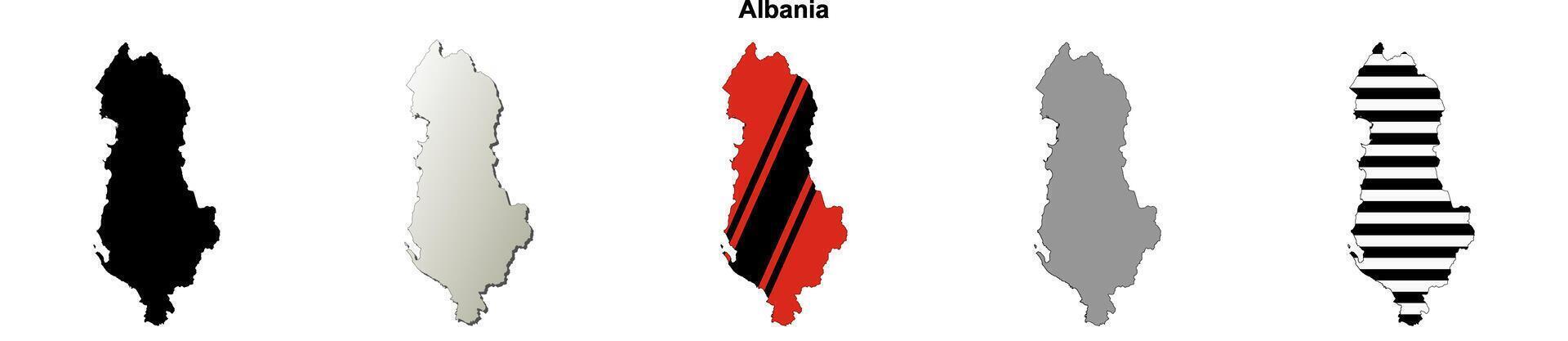 Albania outline map set vector