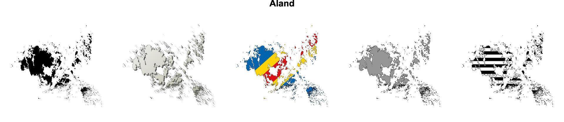 Aland outline map set vector