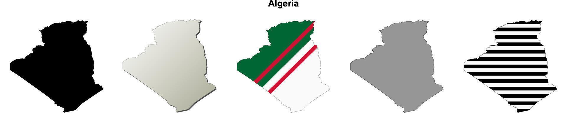 Algeria outline map set vector
