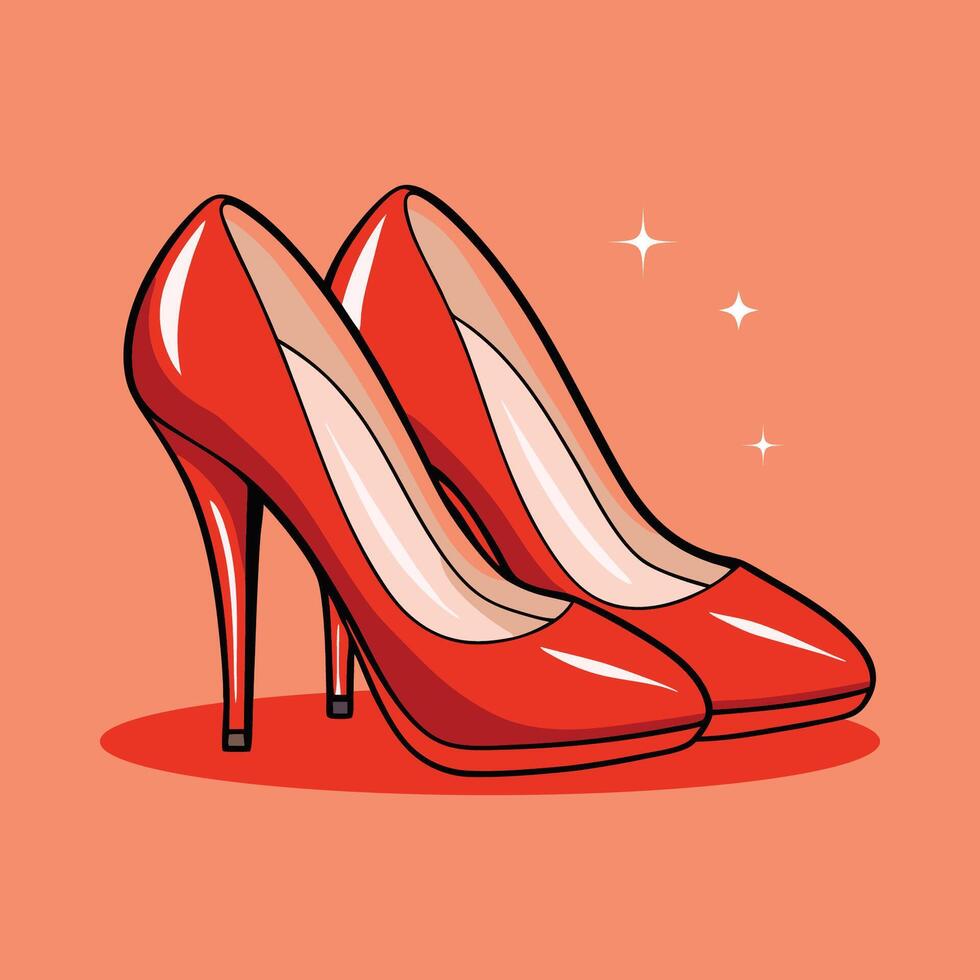 Red High Heels Shoes Cartoon Icon Illustration Beauty Object Icon Concept vector