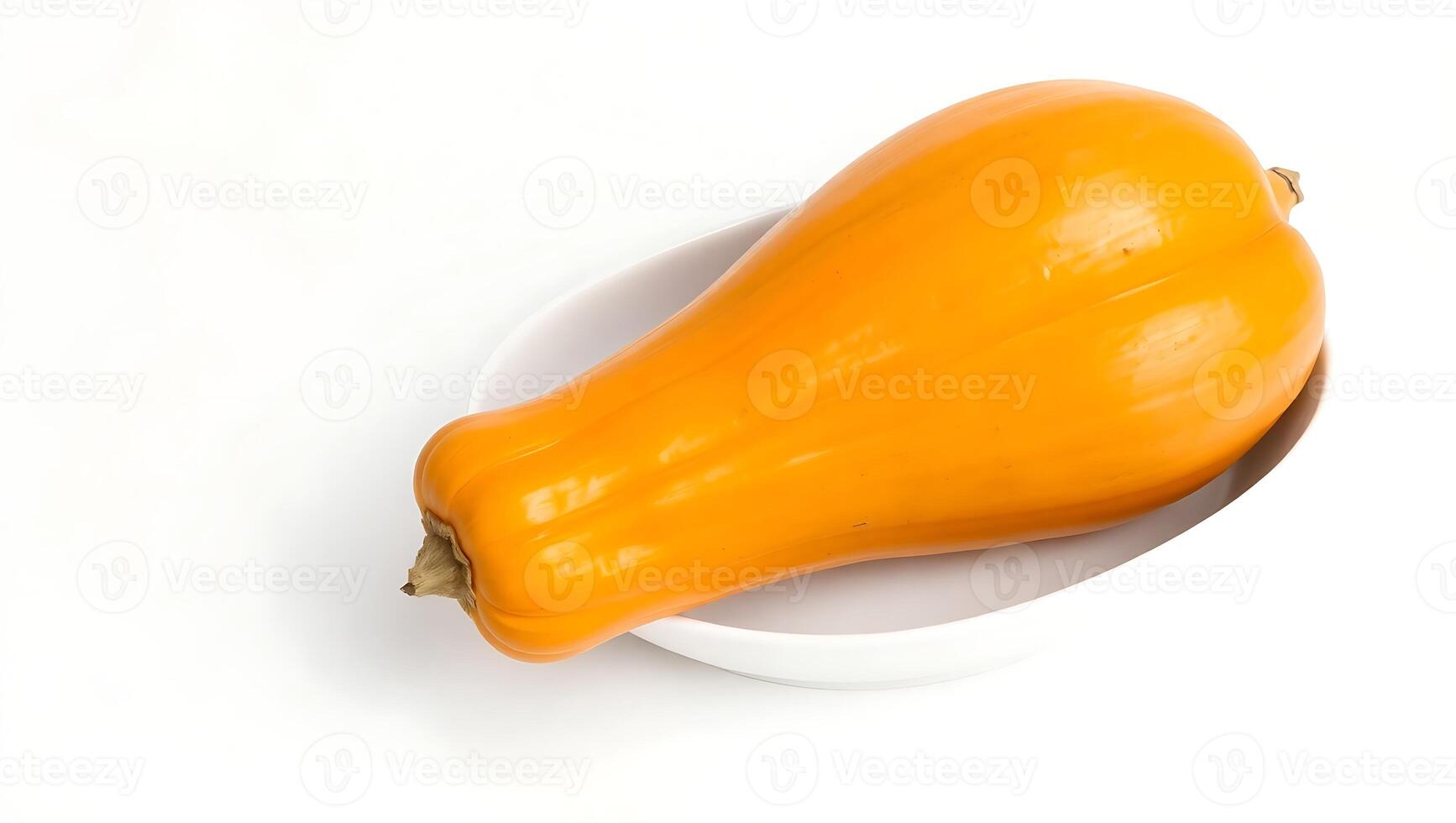 Fresh organic butternut squash resting in a white bowl on a plain surface photo