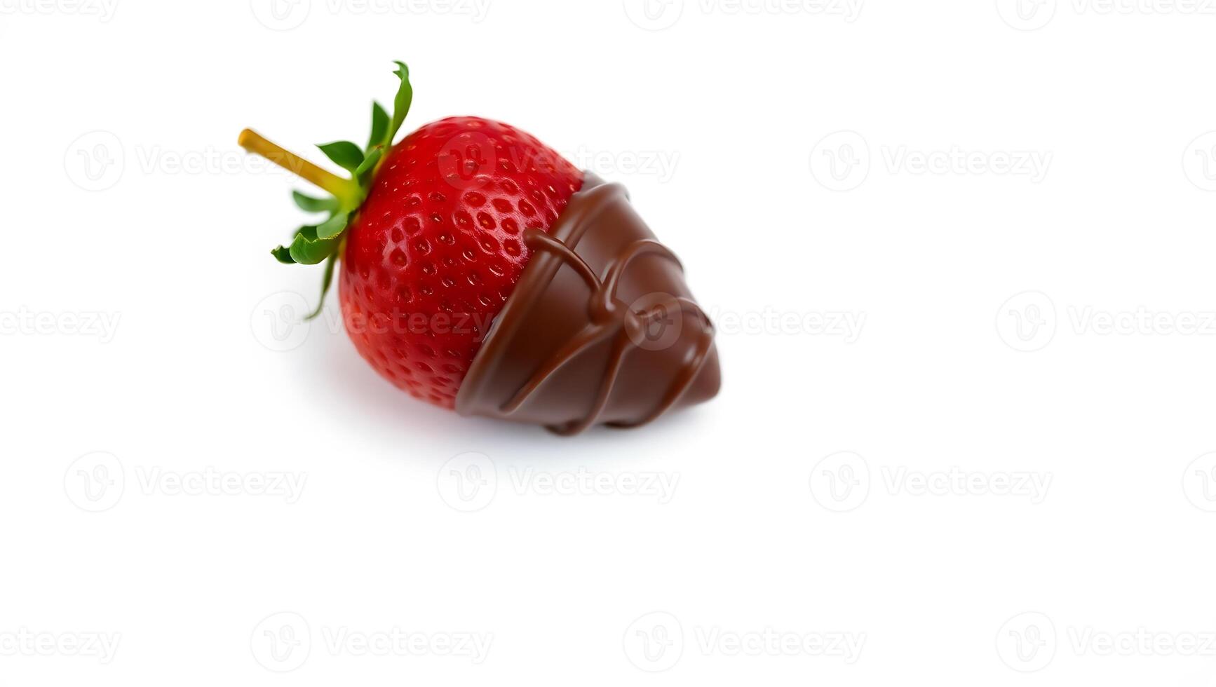 Strawberry dipped in chocolate on minimal background for sweet treat enjoyment photo