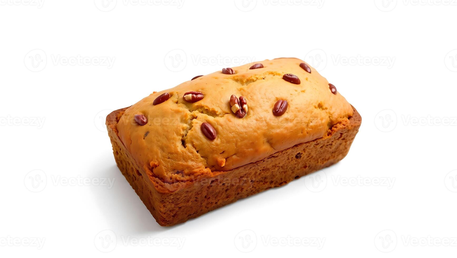 Freshly baked loaf of bread with nuts on top ready for serving in kitchen photo