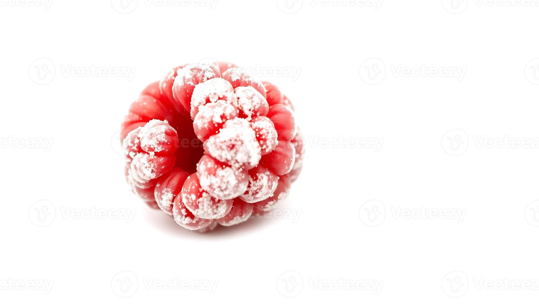 Fresh raspberry with sugar coating on a clean surface photo