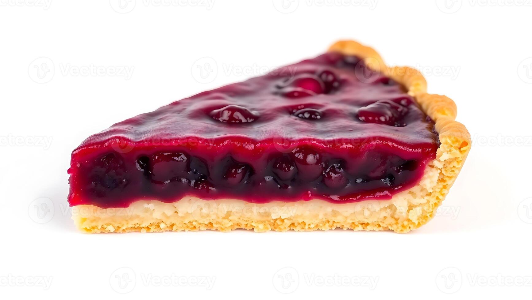 Tart with berry filling on a white plate, simple dessert delight photo