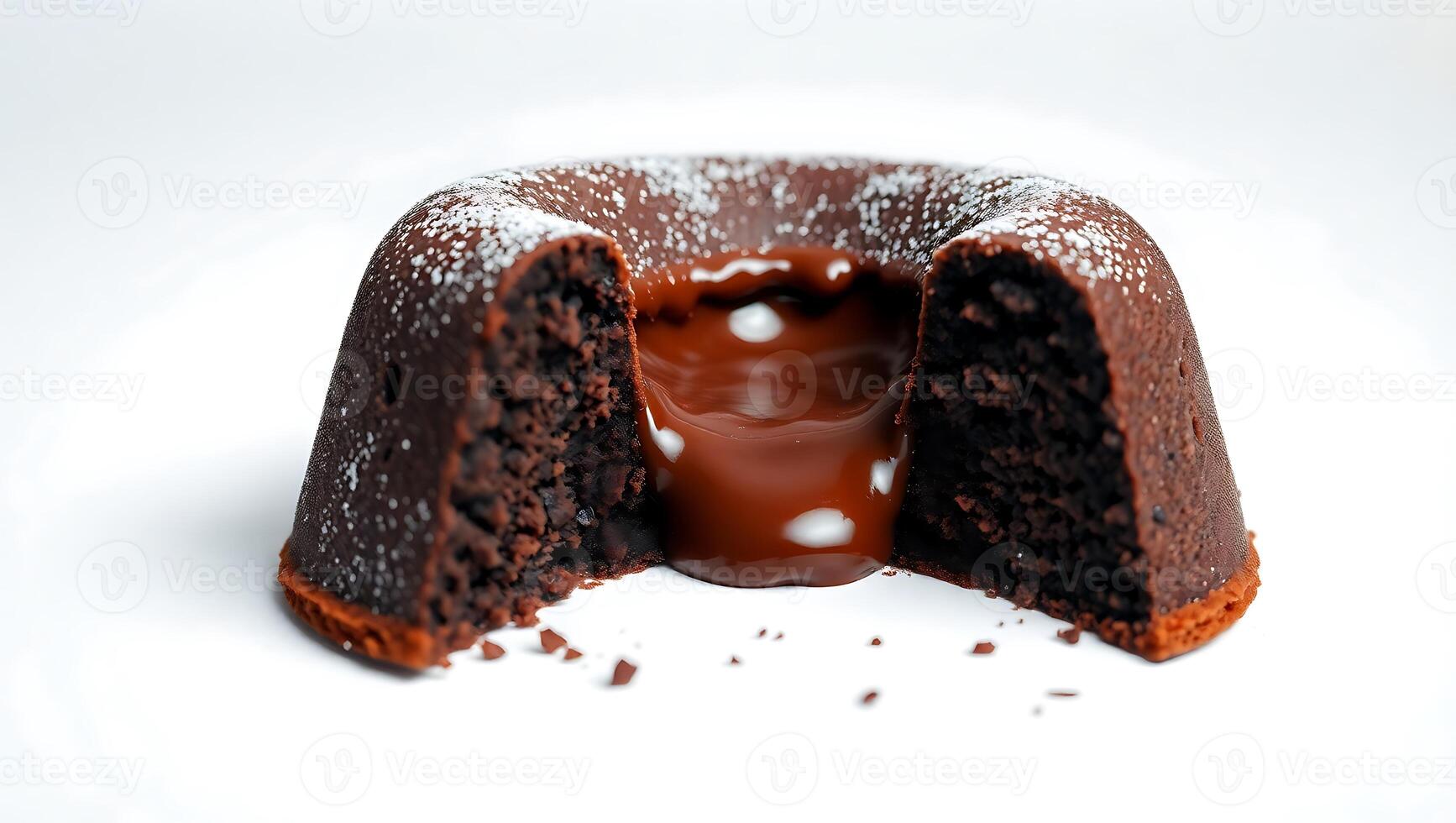 Delicious chocolate dessert with a gooey center on a clean plate photo