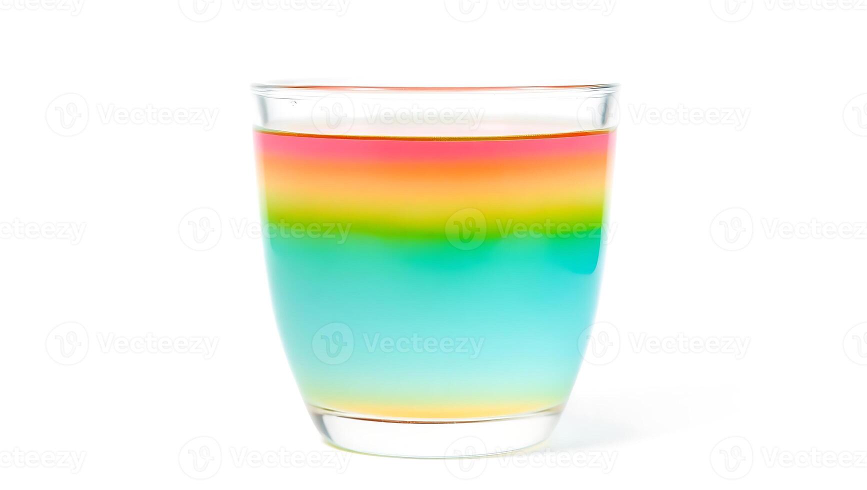 Layers of color in a glass of liquid demonstrating density differences photo