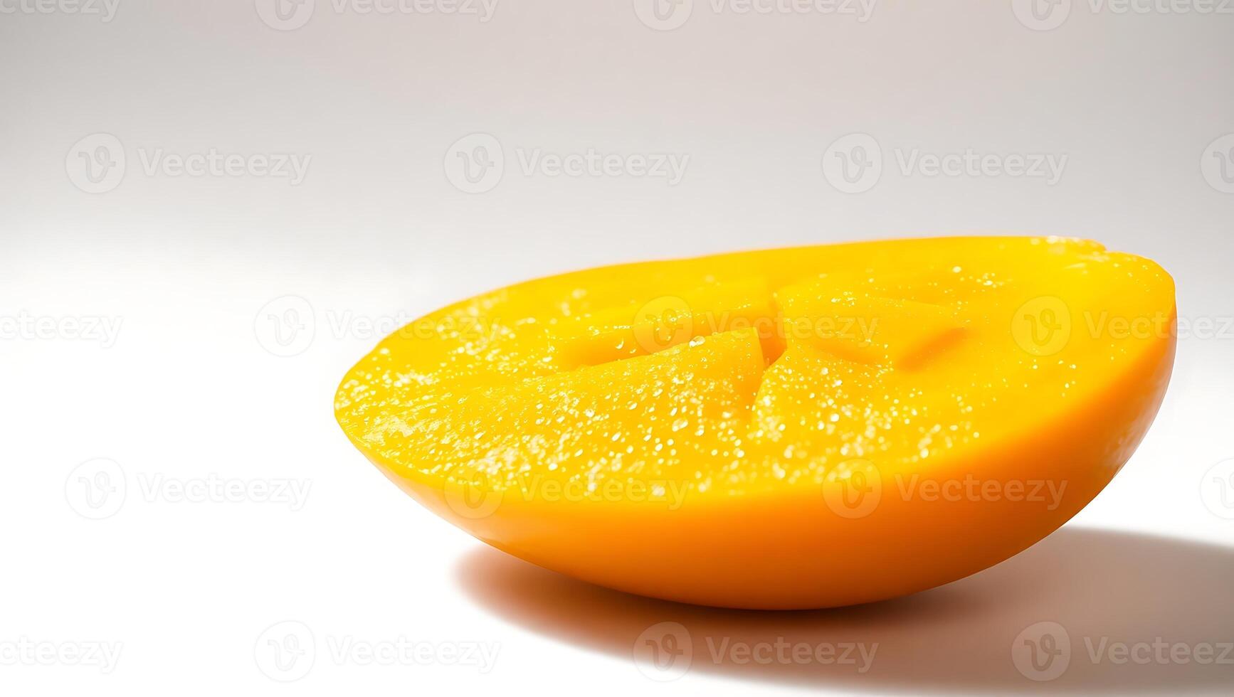 Fresh persimmon half showcasing bright yellow color and juicy texture photo