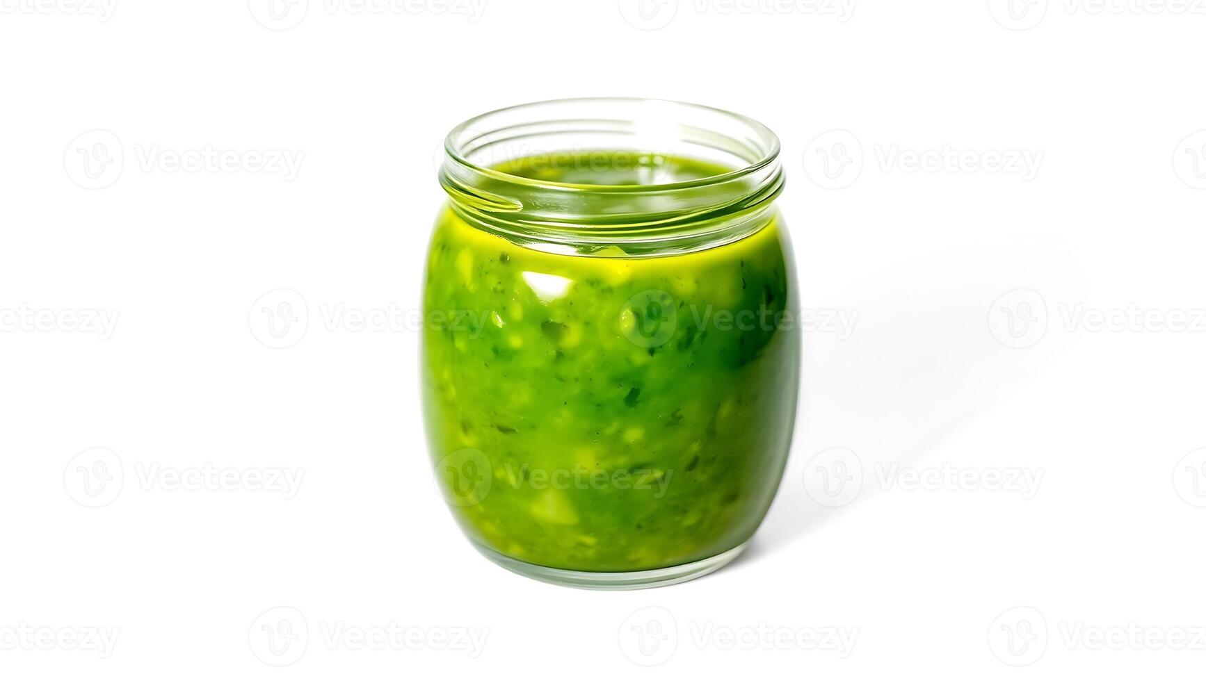 Green health drink in a jar packed with nutrients and flavors photo