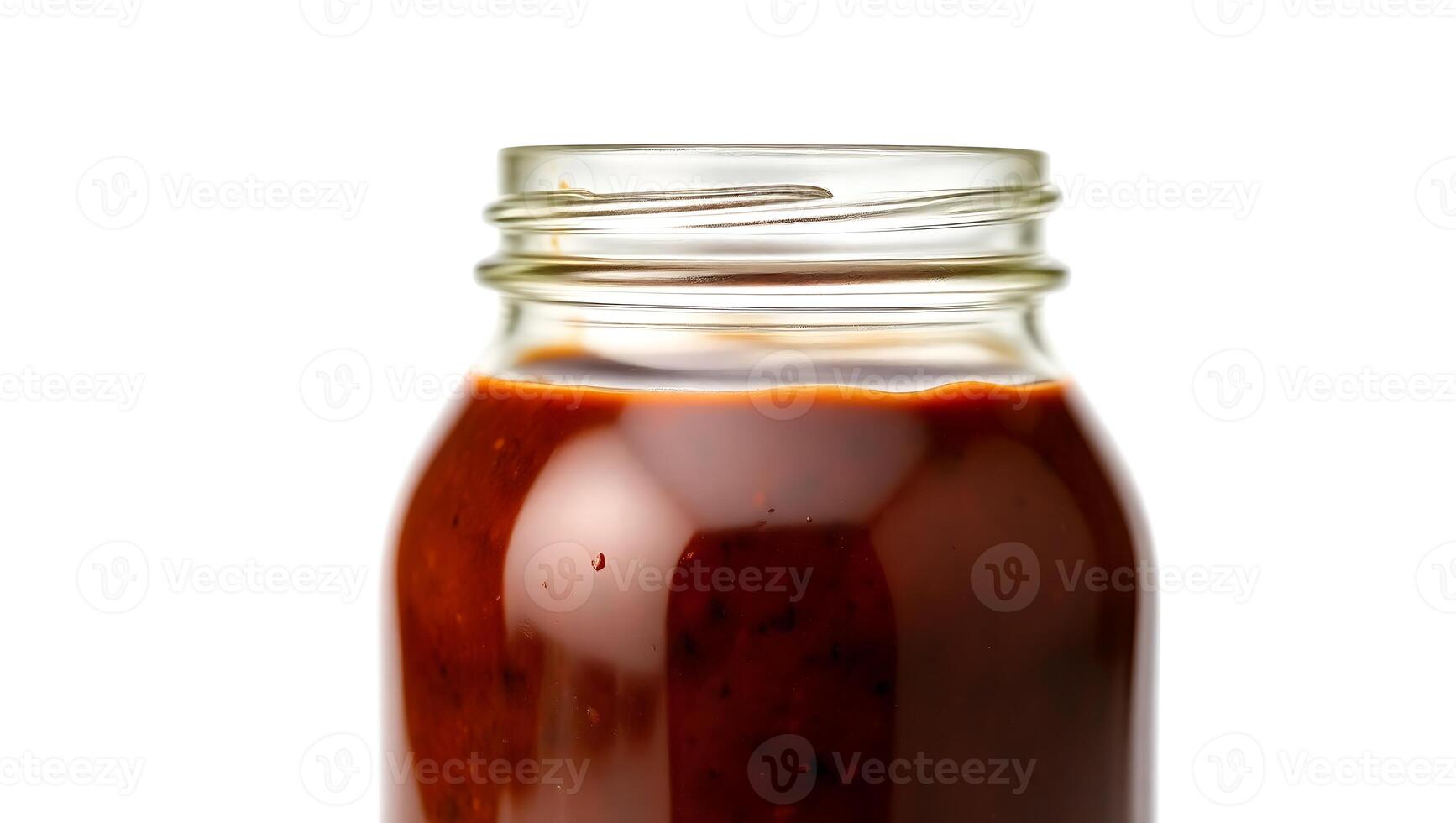 Jar of thick barbecue sauce ready for grilling and summer cookouts at home photo