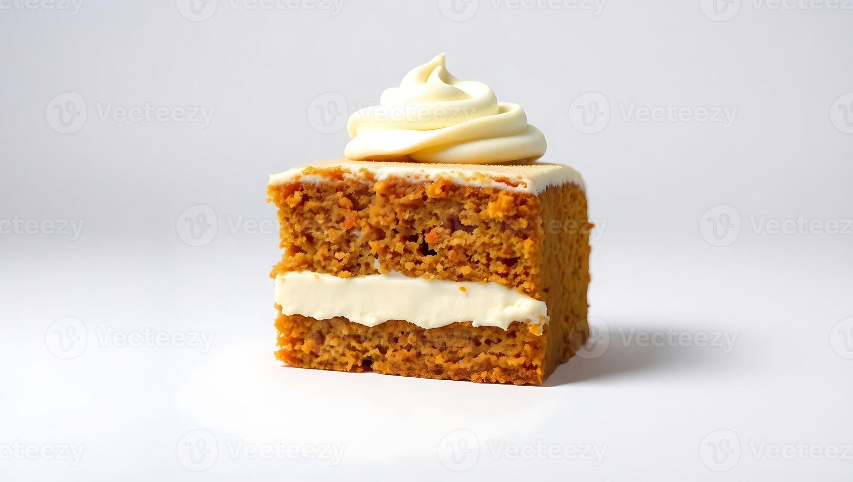 Delicious pumpkin spice cake with cream cheese frosting on top photo