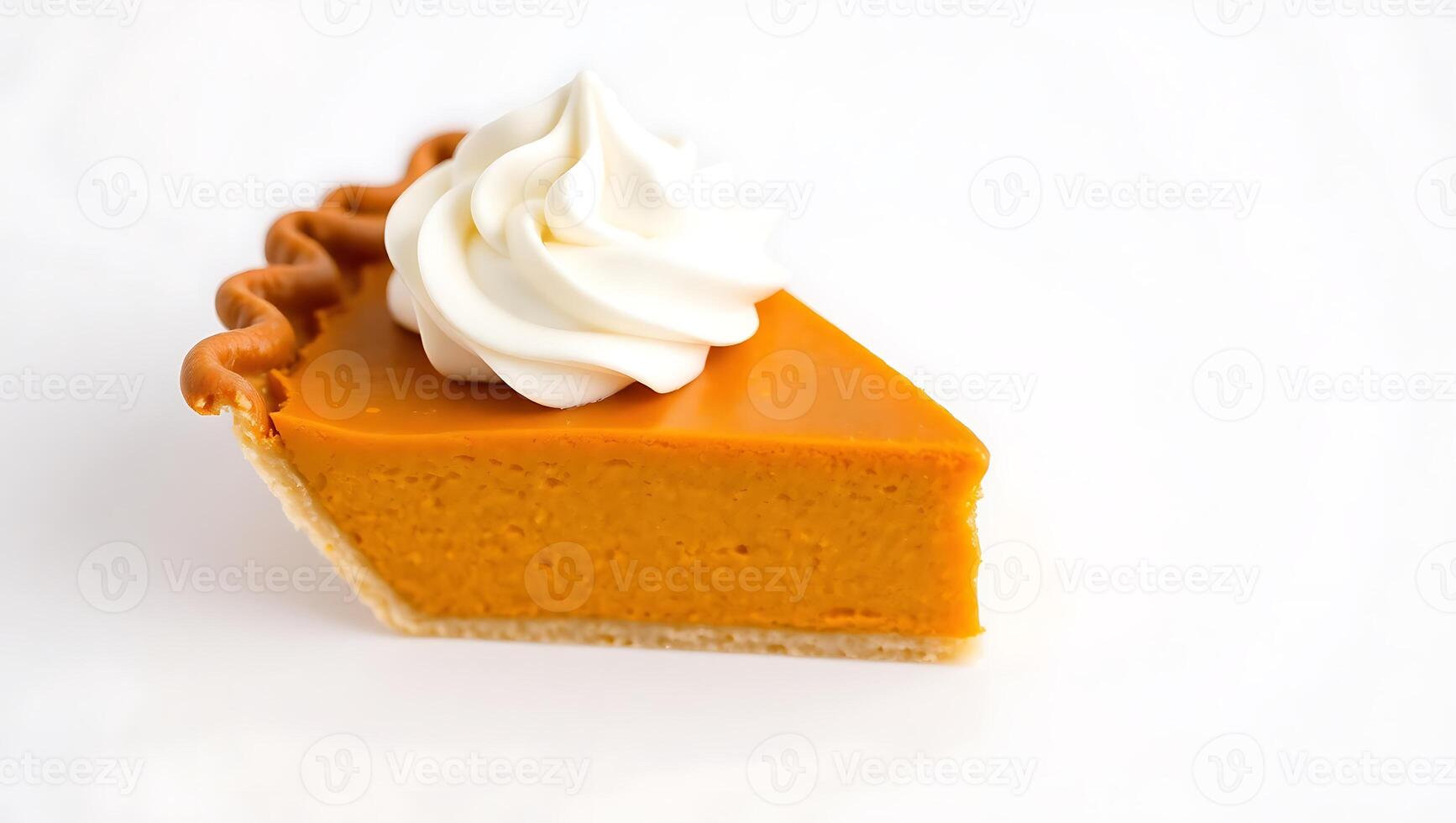 Pumpkin pie slice with whipped cream on top ready to be enjoyed photo