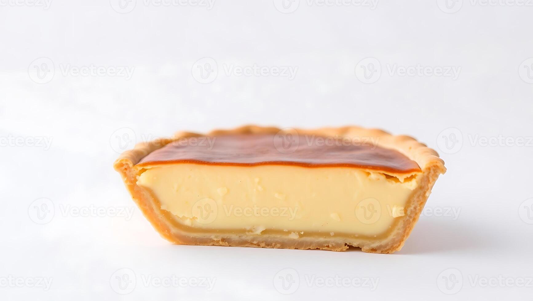 Creamy caramel dessert slice with golden crust and rich filling photo