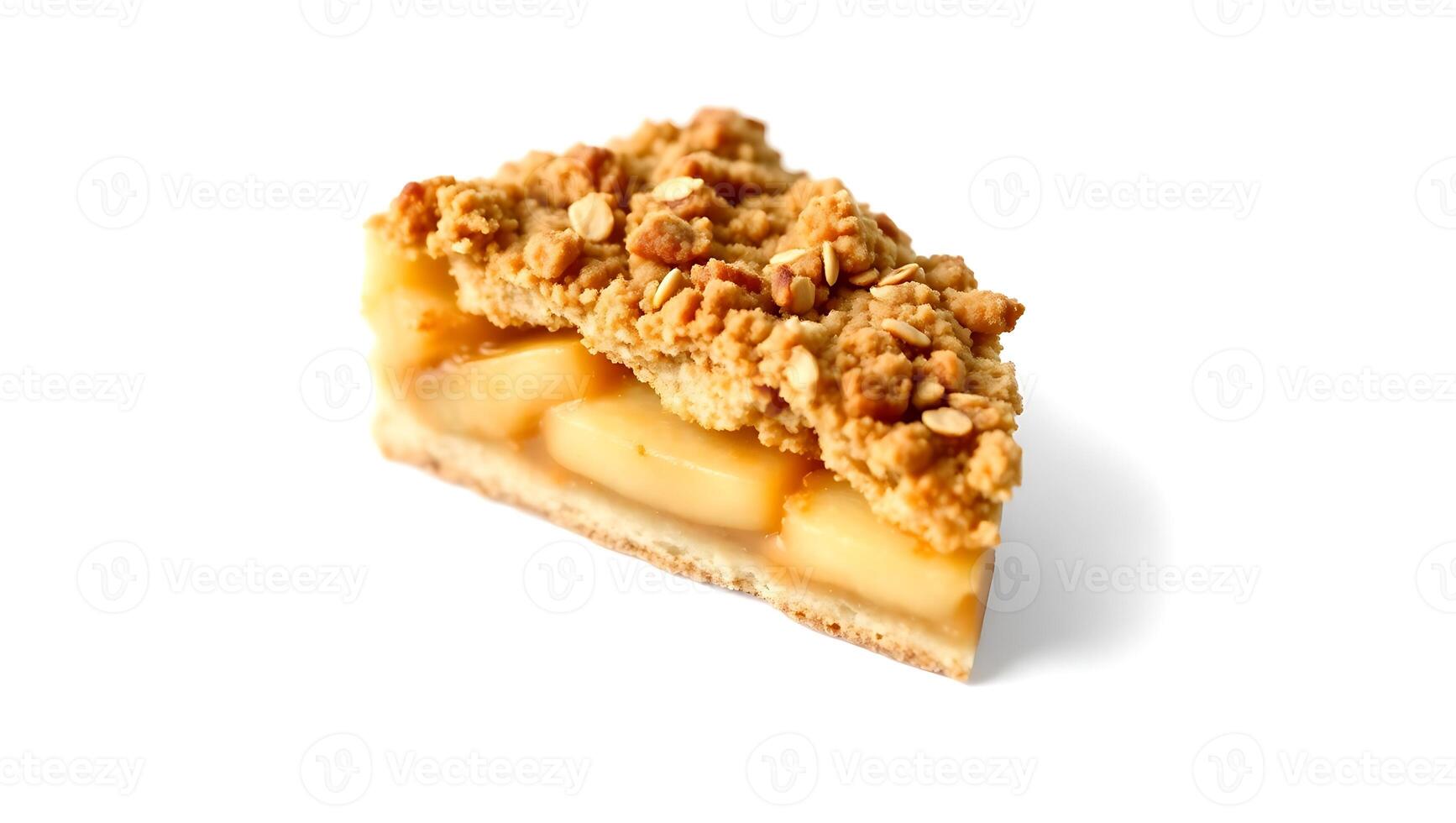 Delicious apple crumble dessert slice with crumbly topping and soft filling photo