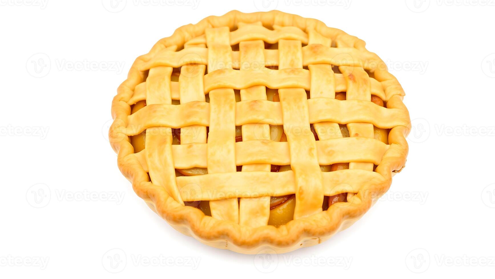 Freshly baked apple pie with golden lattice crust photo