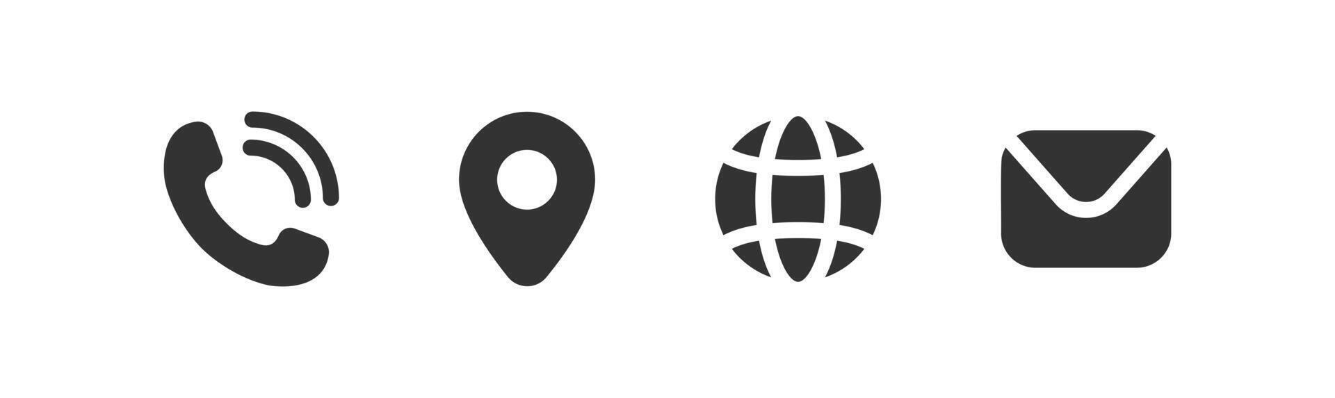 Mail, phone, location, web icon. Business card set sign. Contact and information symbols. vector