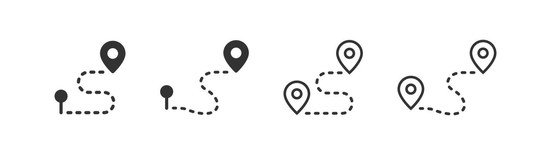 Path route icon. Point location map. Way route. Journey direction. vector