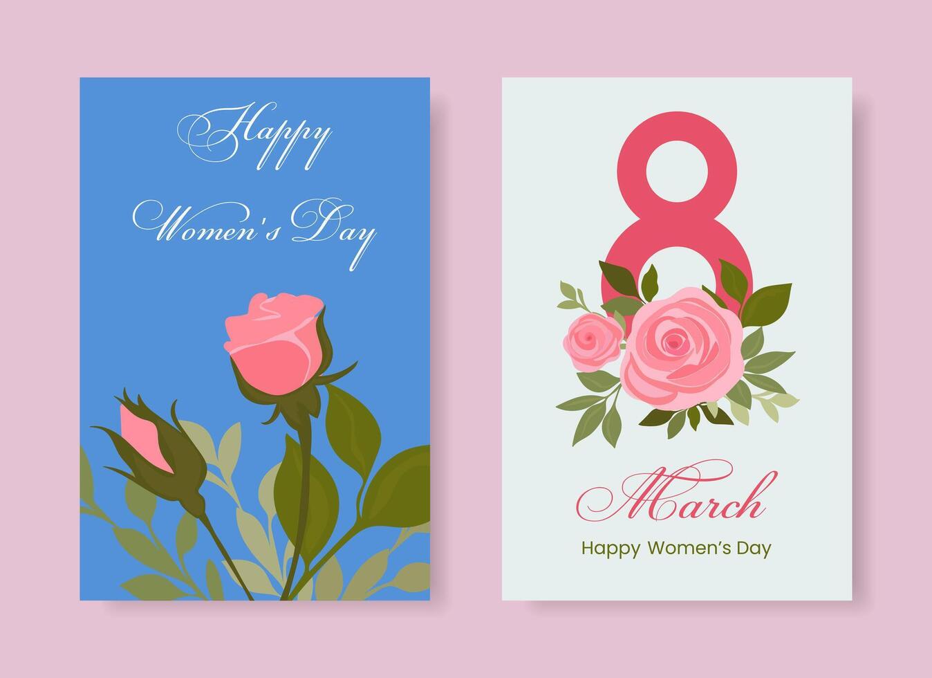 Women's day 8 March holiday card with roses. International Women's Day flyer concept, party design. vector