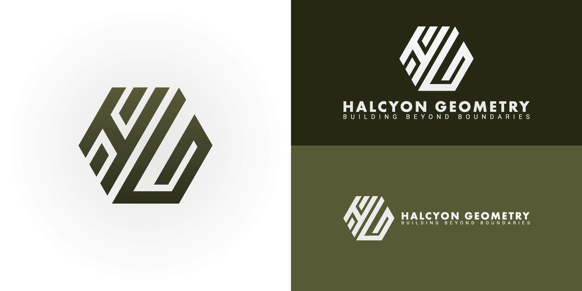 The dynamic logo design features the initials HG creatively integrated into a striking hexagonal shape, creating a unique symbol that evokes a sense of structure, precision, and innovation. vector