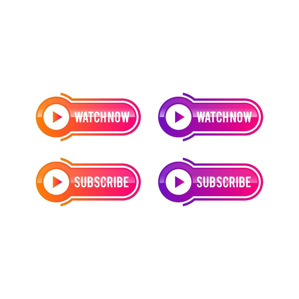 Set of 3d web buttons. Action button, hand cursor arrow pointing click link buttons. Subscribe, vector