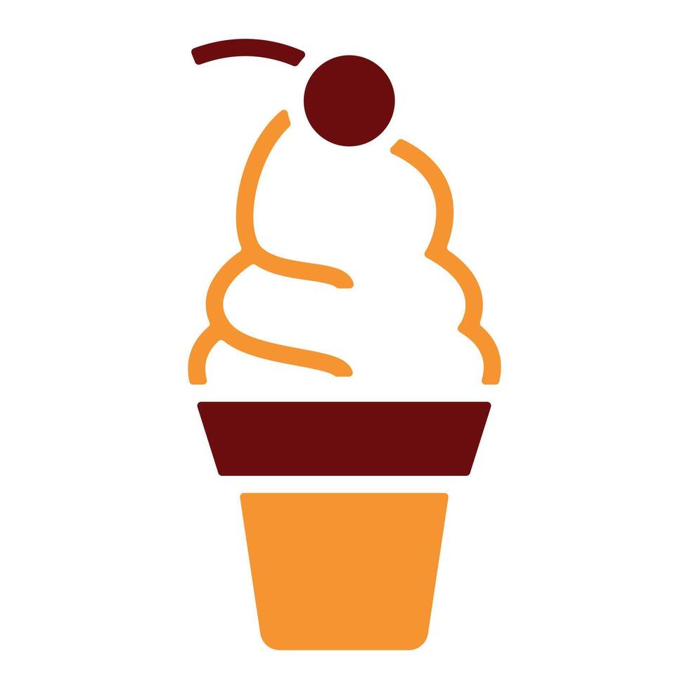 simple color icon of ice cream plombir in a cup on a white background vector