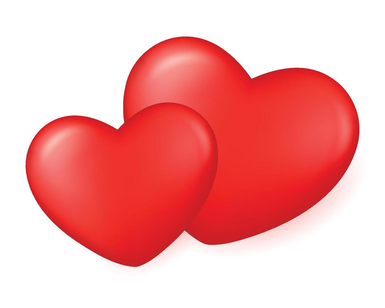 Couple of red hearts isolated on a transparent background. Happy Valentines Day. Day of lovers. illustration. vector