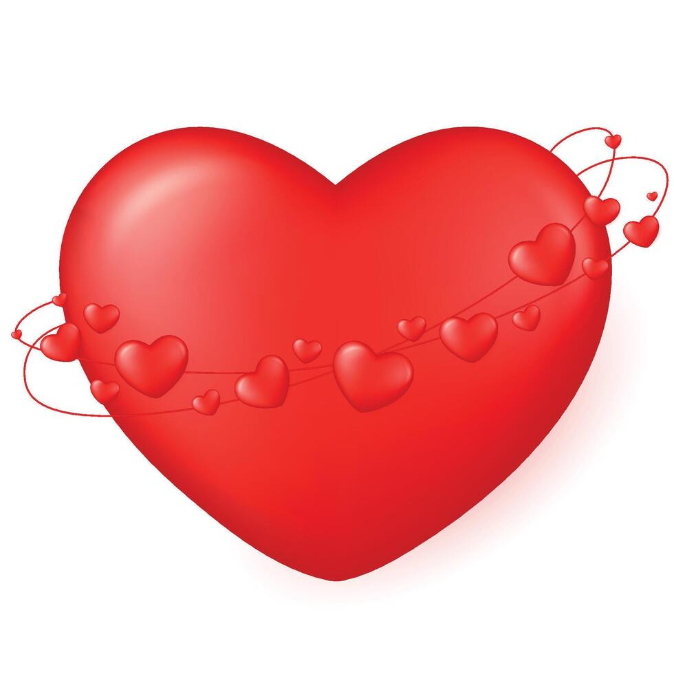 Big red heart surrounded by small hearts, isolated on transparent background. Happy Valentines Day concept. Day of lovers. illustration. vector