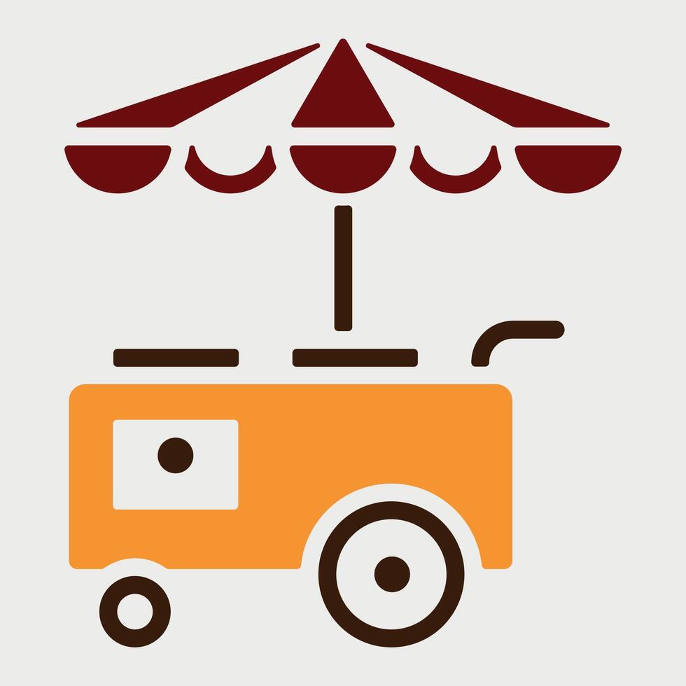 simple colored street food fast food vending cart icon on white background vector