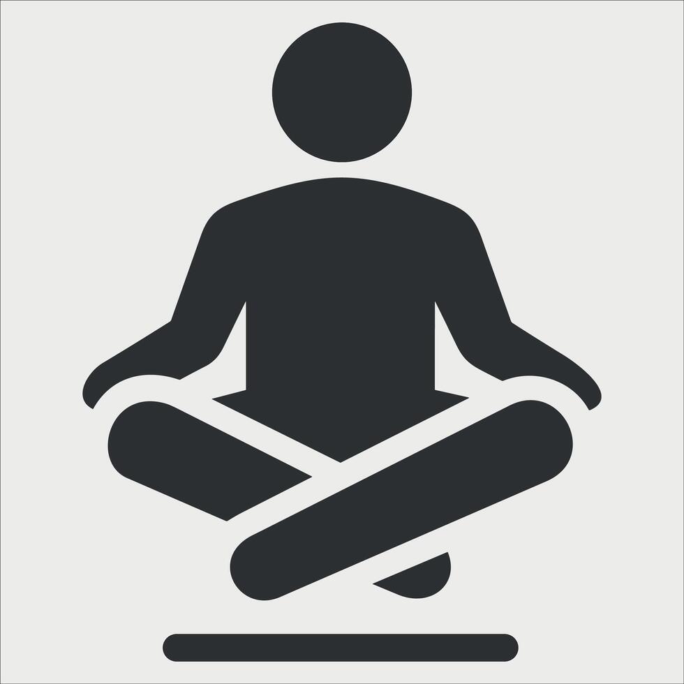 simple black and white icon of a person in a yoga pose on a white background vector