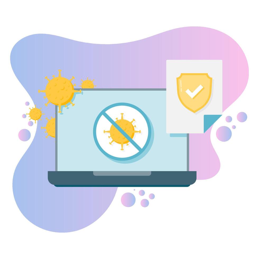 malware protection, cyber security technology illustration vector