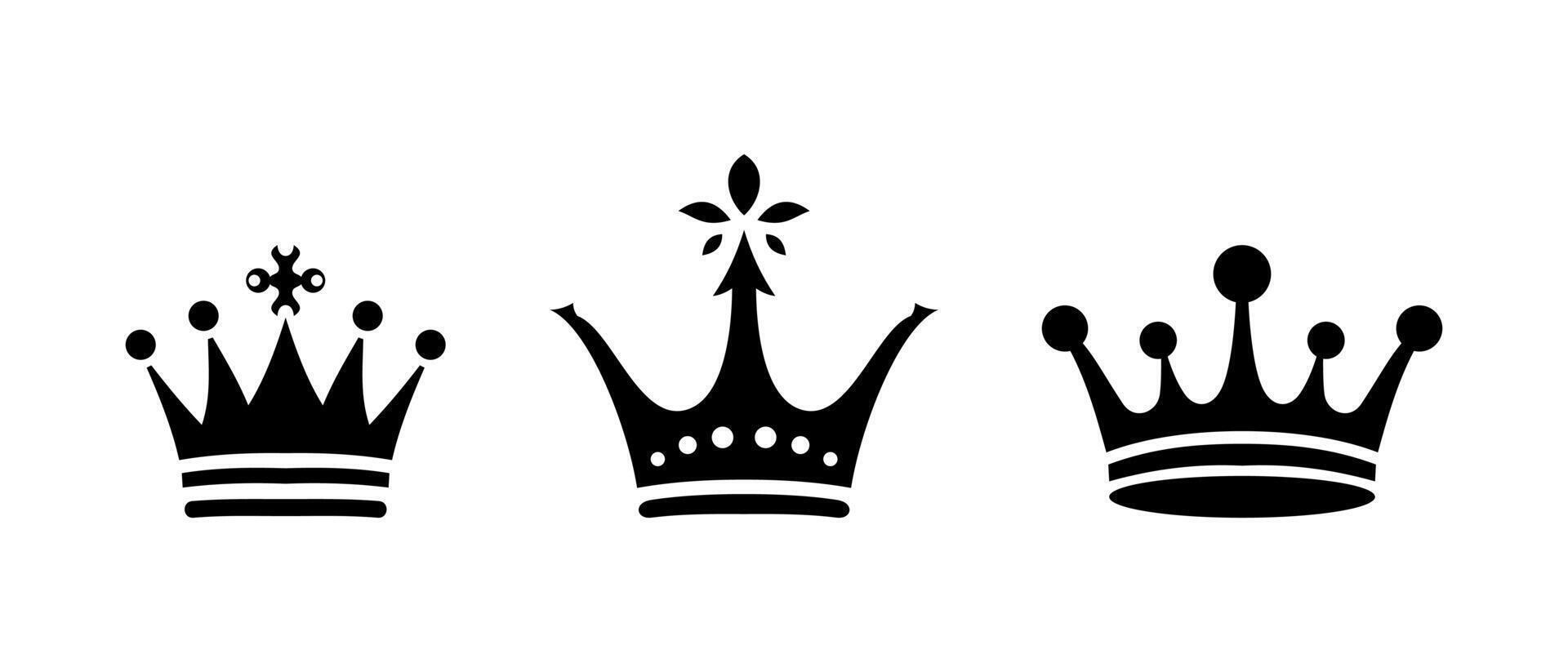 Three crowns icon in silhouette style on white background vector