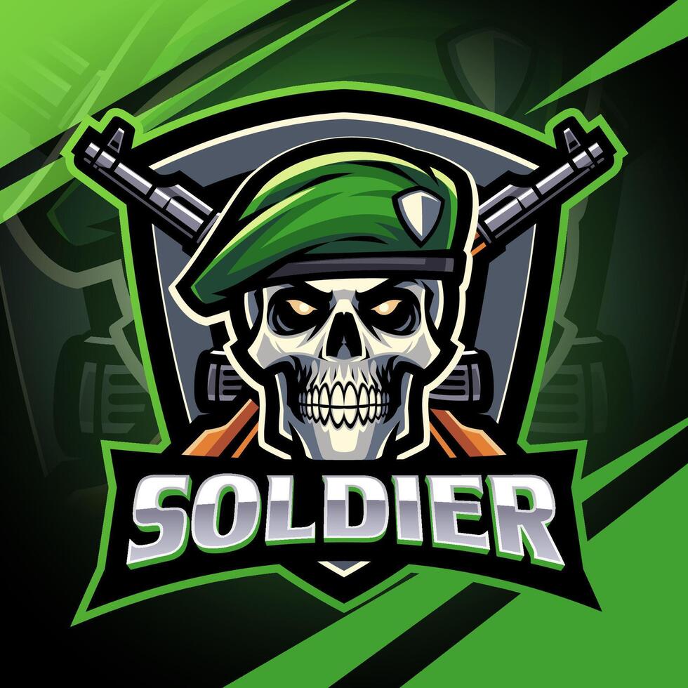 Soldier skull esport mascot logo design vector