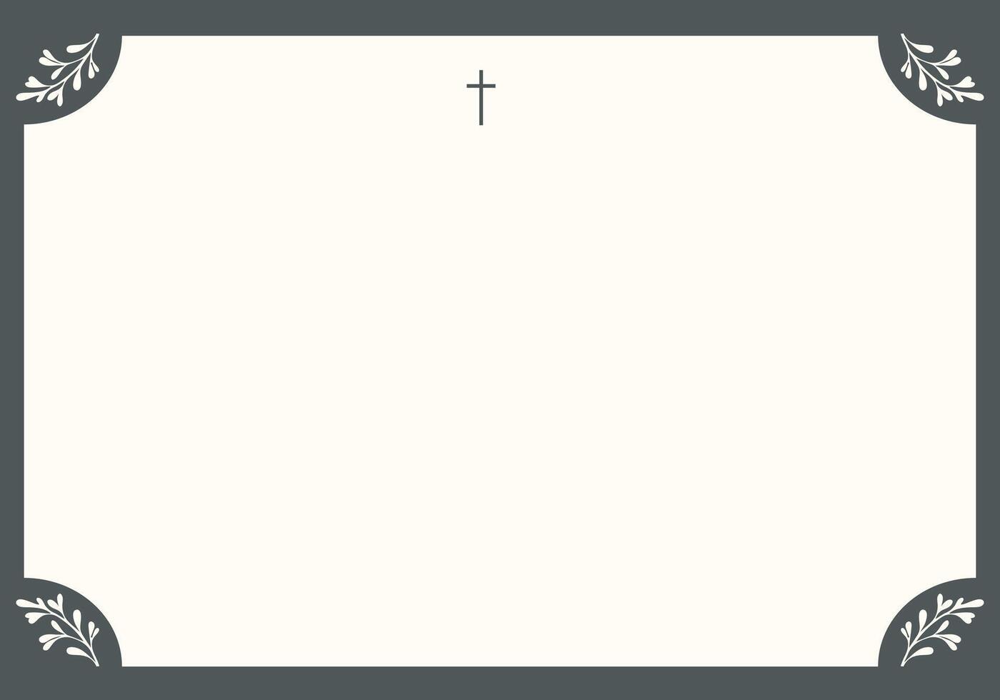 Funeral Empty card with leaves in the corners. White background vector