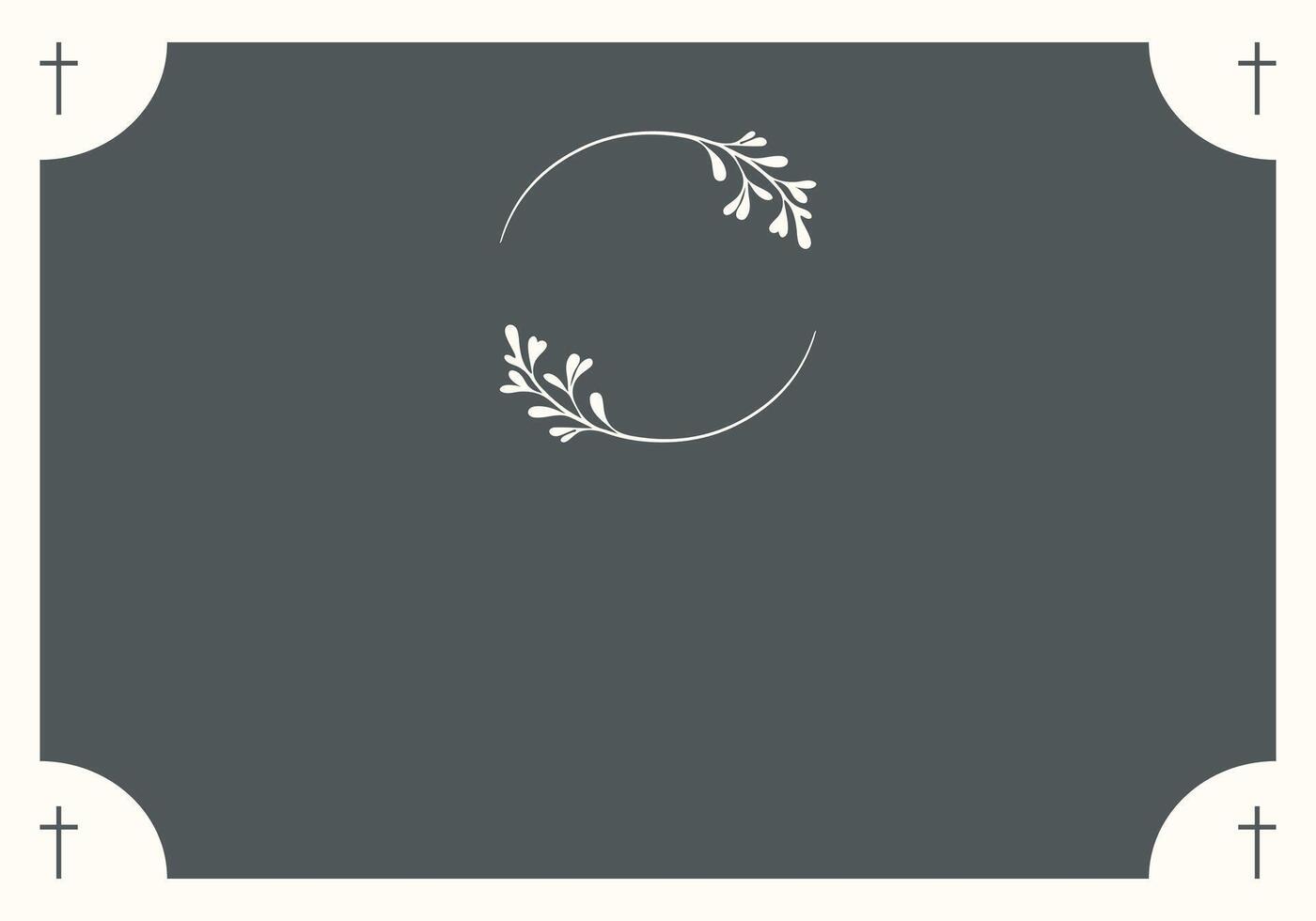 Funeral card. Empty card with grey cross in the corners vector
