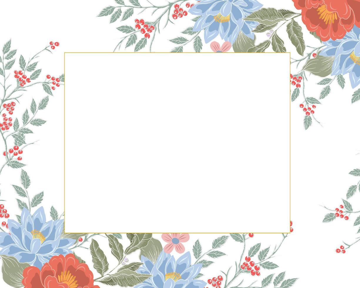 Hand Drawn Lotus Flower and Berry Border vector