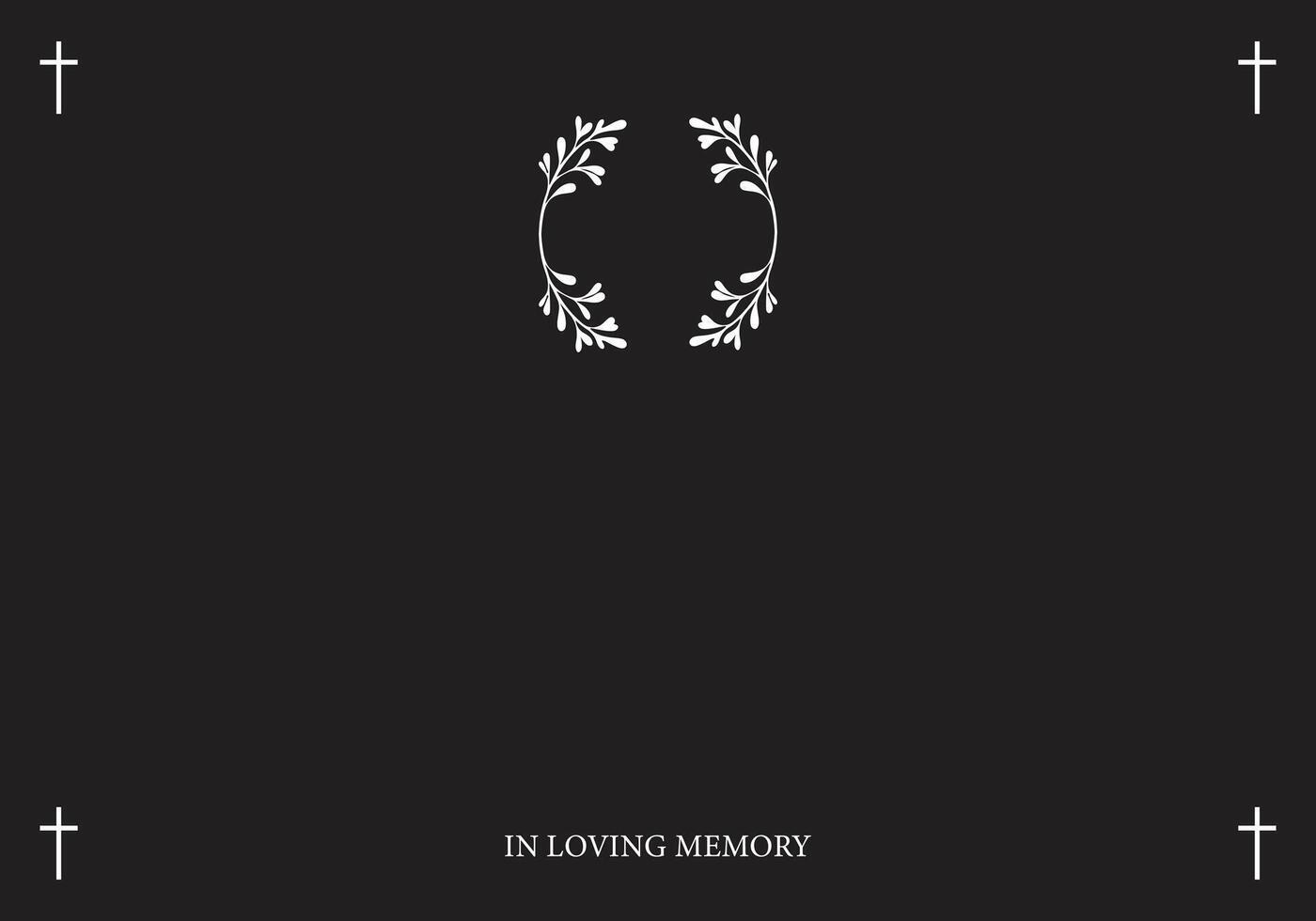 Funeral card. Empty card with white cross in the corners vector