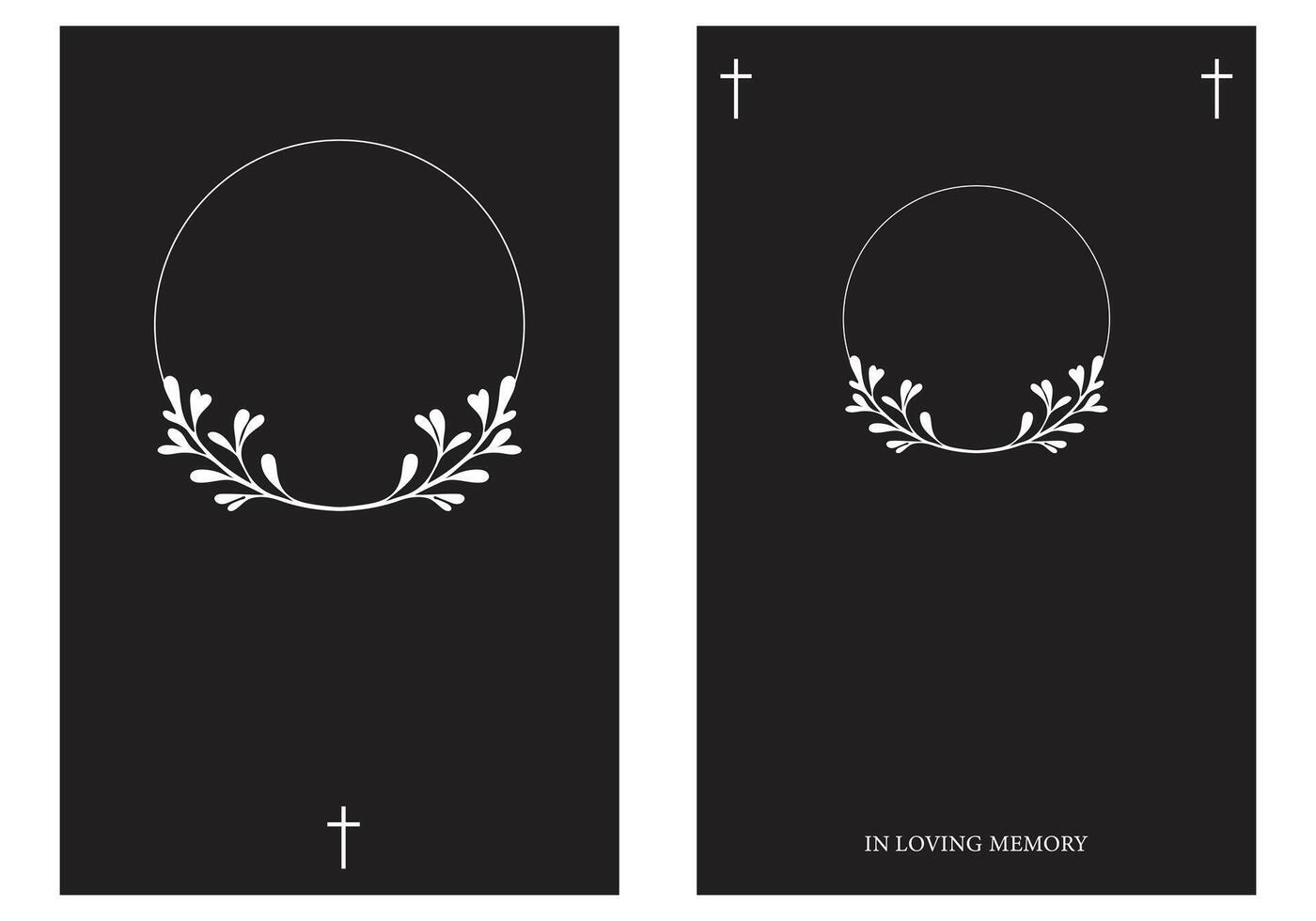 Set of funeral card. Empty card with big photo frame and text vector