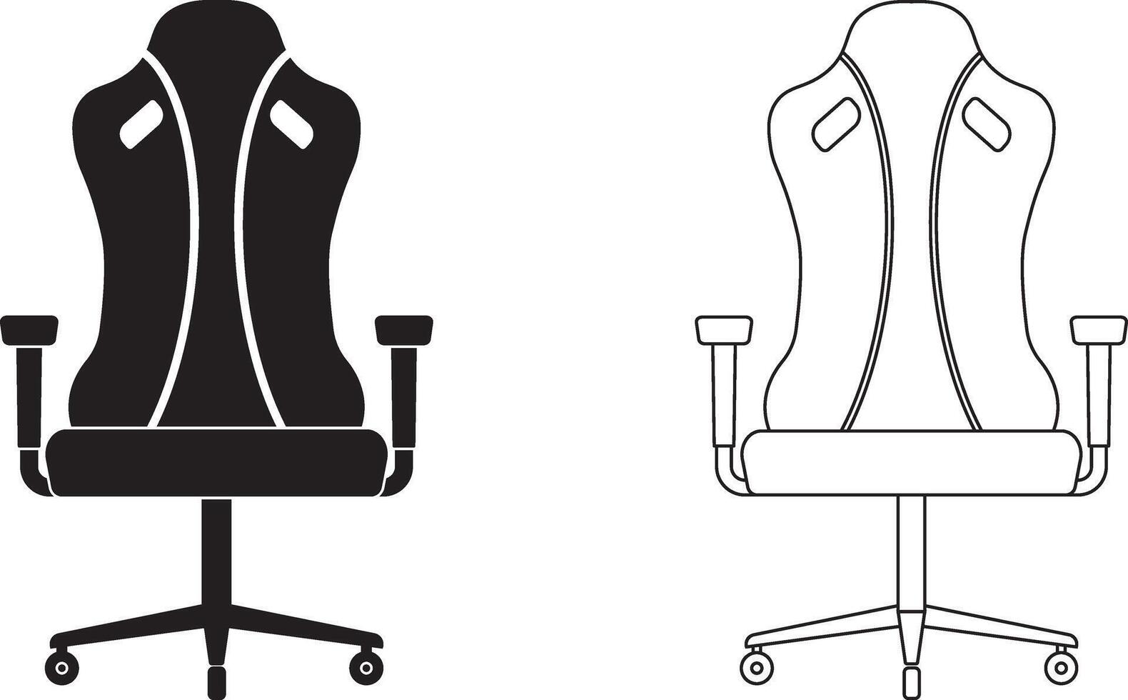 front view gaming chair icon set vector