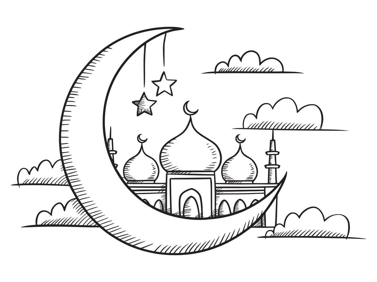 Conceptual of eid al adha crescent moon premium icon vector