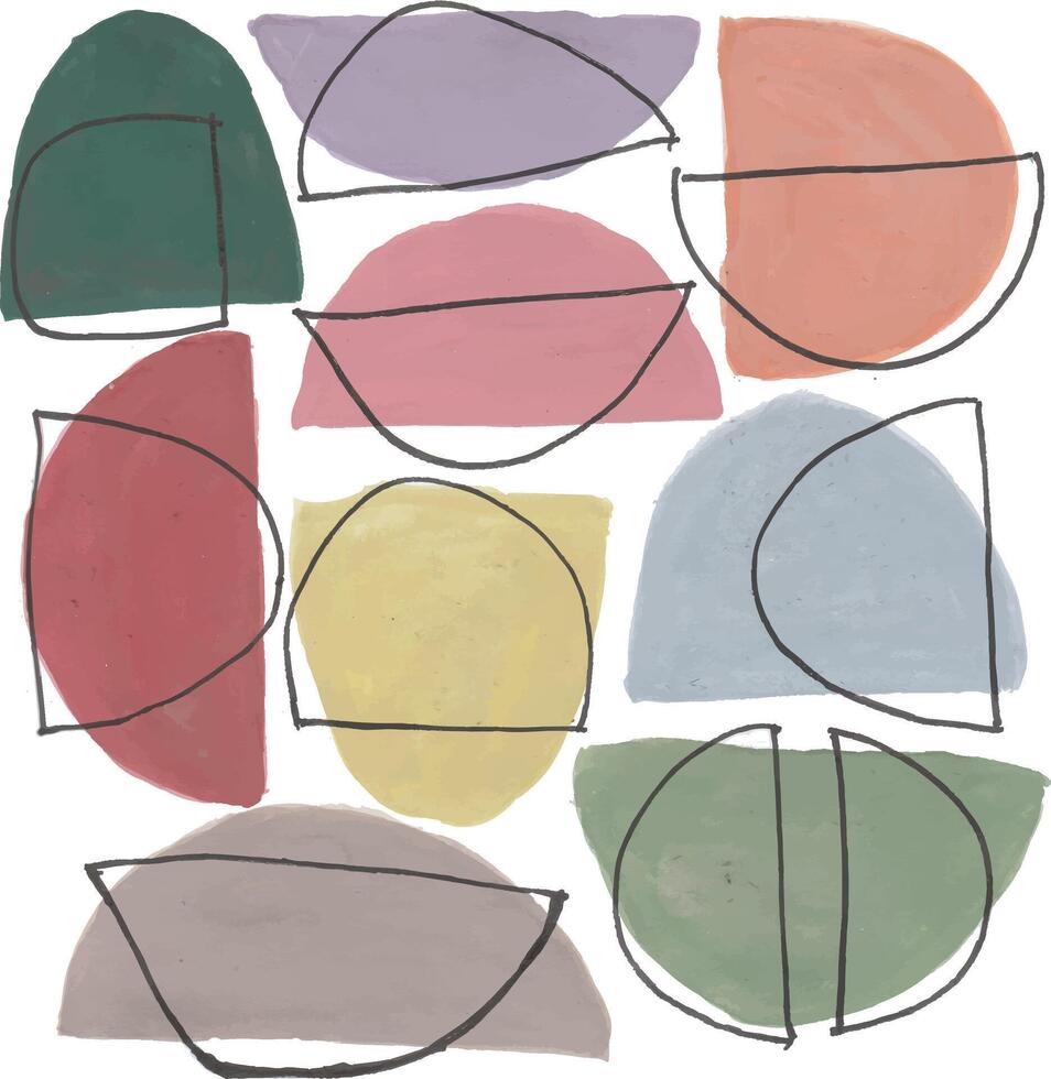 a drawing of various shapes in different colors watercolor vector