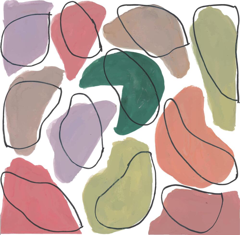 a painting of abstract shapes in different colors watercolor vector