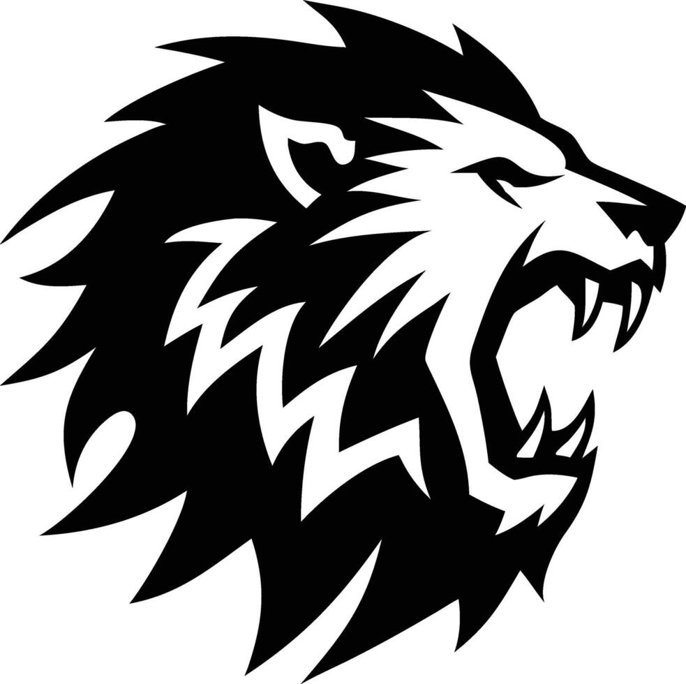 Bold Roaring Lion Head Silhouette Graphics vector
