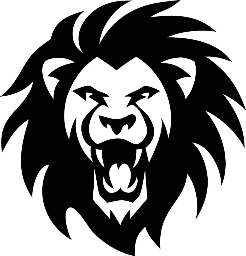 Fierce Roaring Lion Head Silhouette Illustration vector