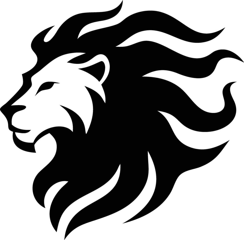 Roaring Lion Head Silhouette in Black and White vector