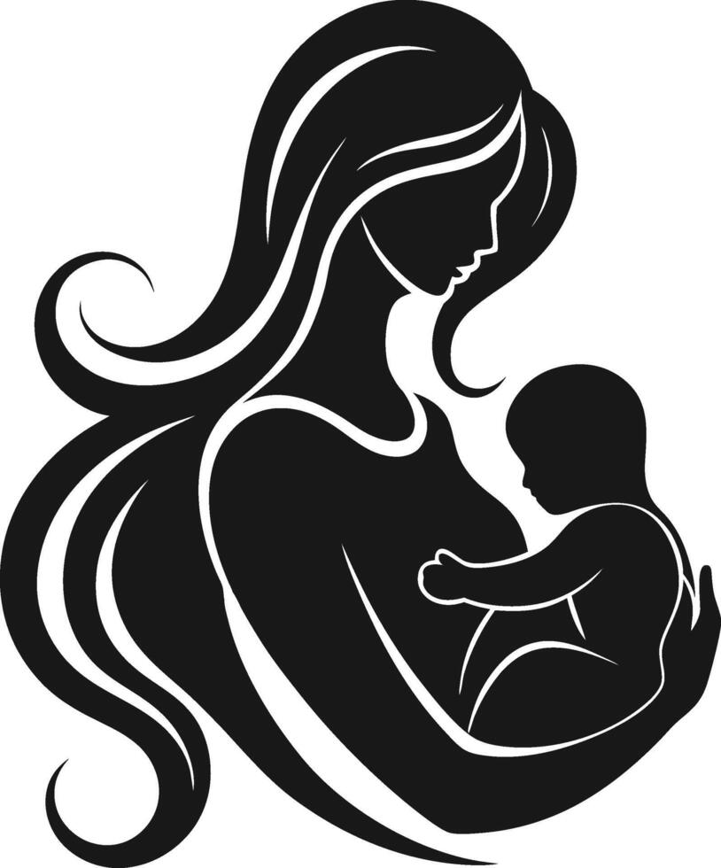 Tender Mother and Baby Silhouette vector