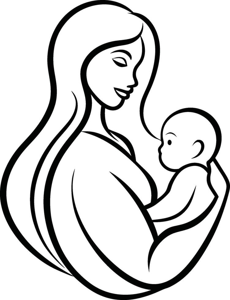 Loving Mother and Baby Silhouette vector