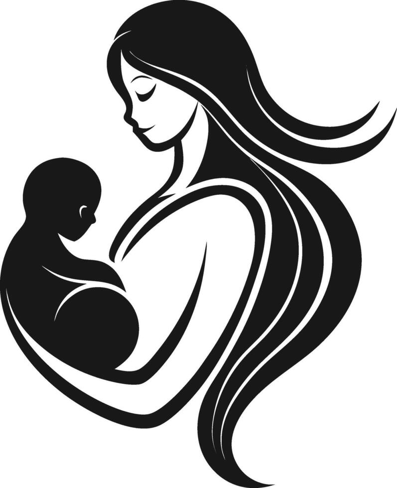 Minimalist Silhouette of Mother's Love vector