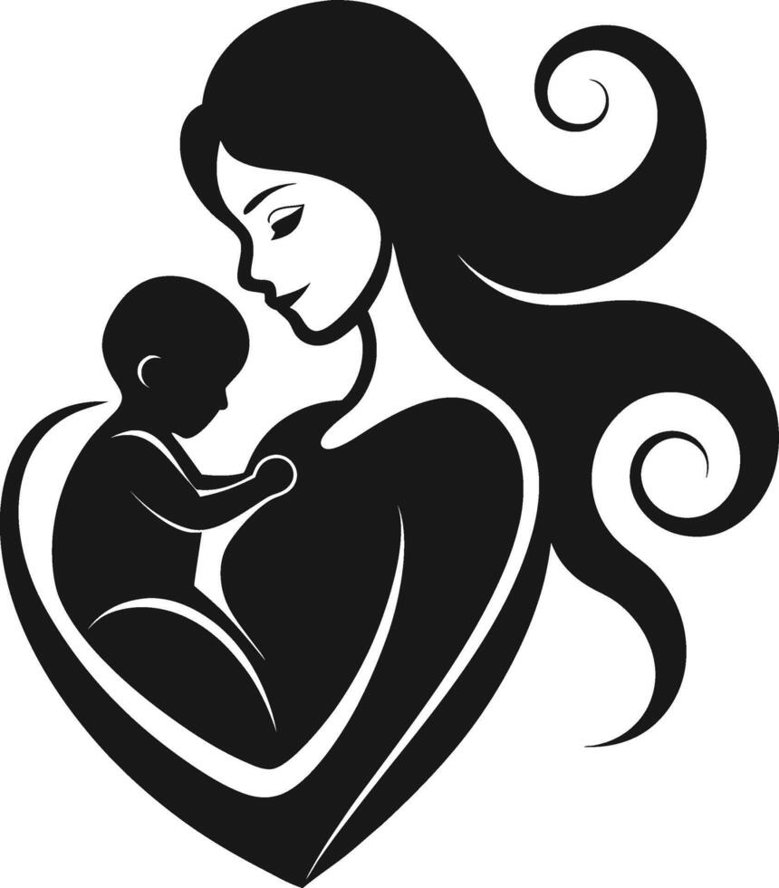 Pure Motherhood Silhouette with Baby vector