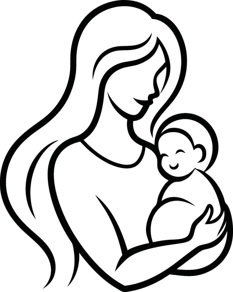 Silhouette of Mothers Care for Baby vector